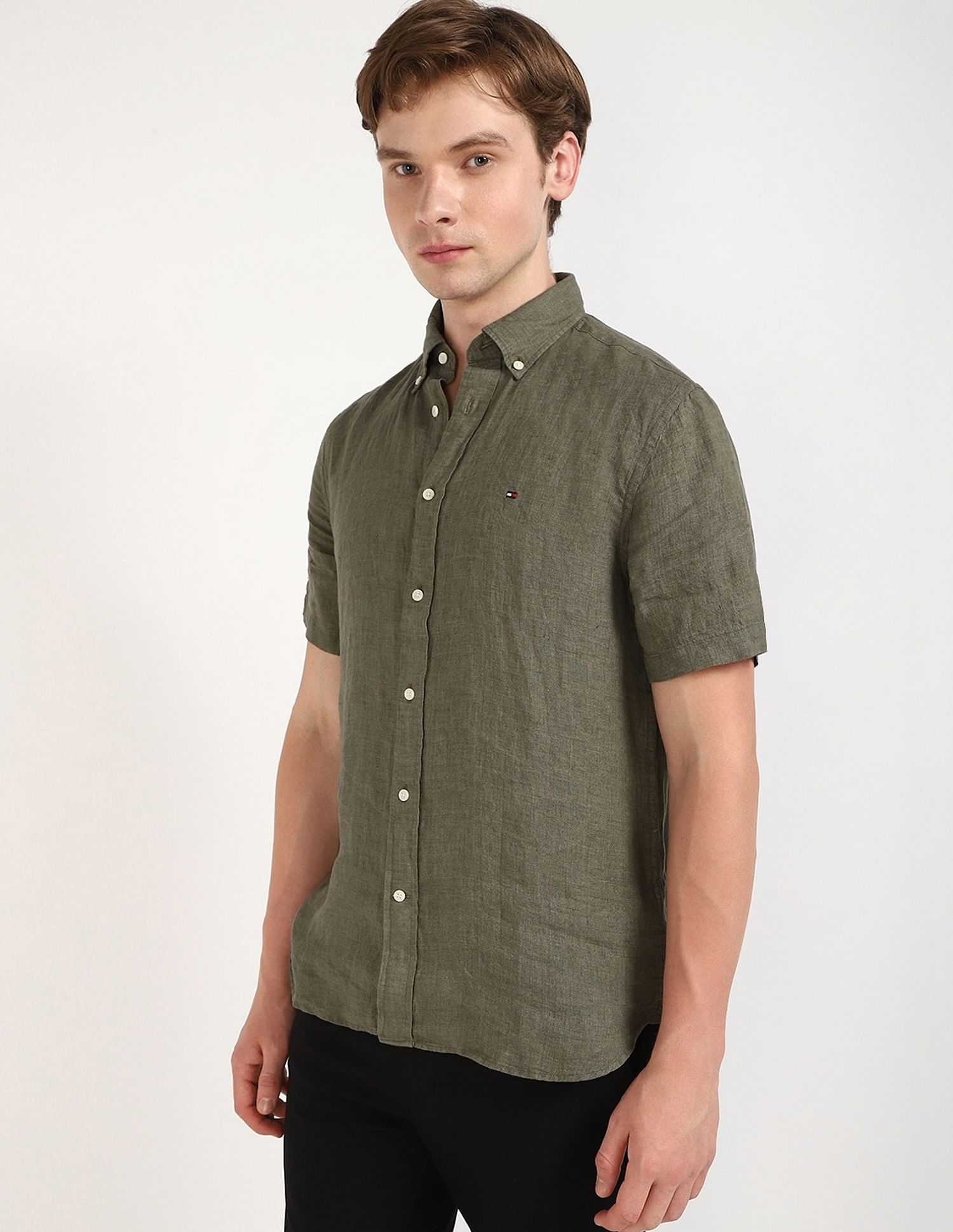 Tommy Hilfiger Solid Regular-Fit Linen Shirt