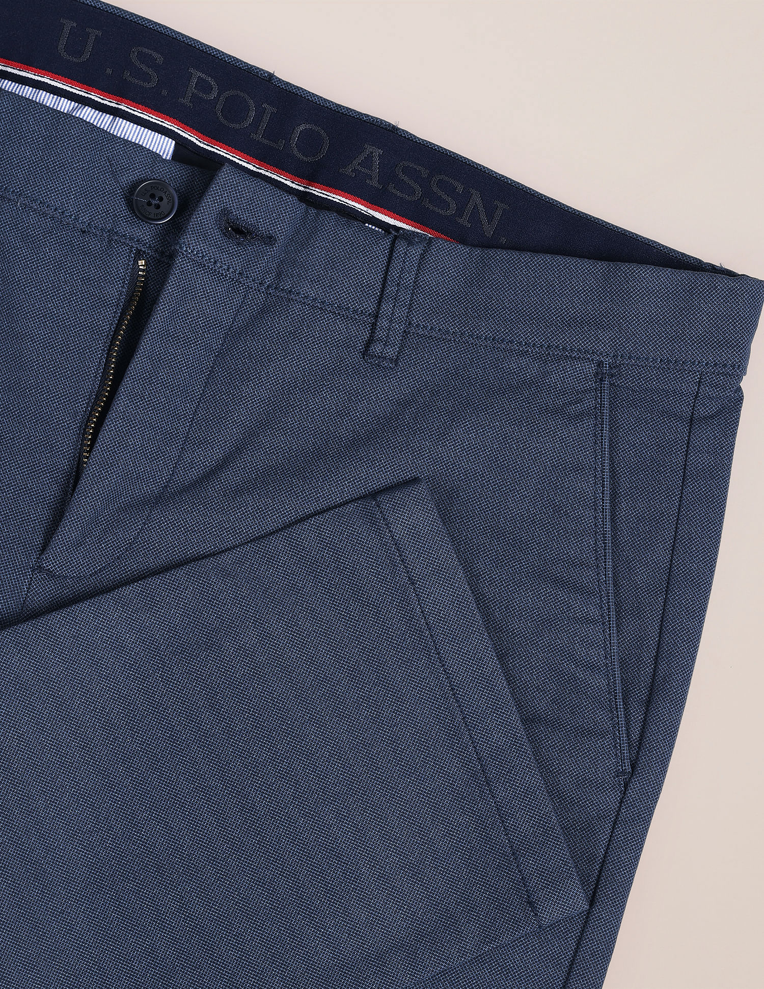 U.S. Polo Assn. Austin Trim Fit Textured Casual Trousers