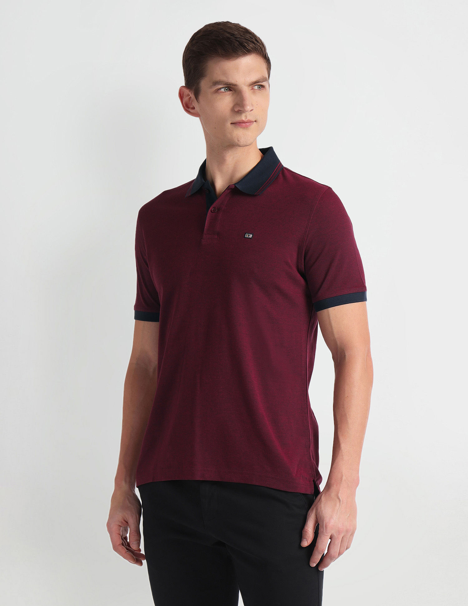 Arrow Sports Tipped Collar Solid Polo Shirt