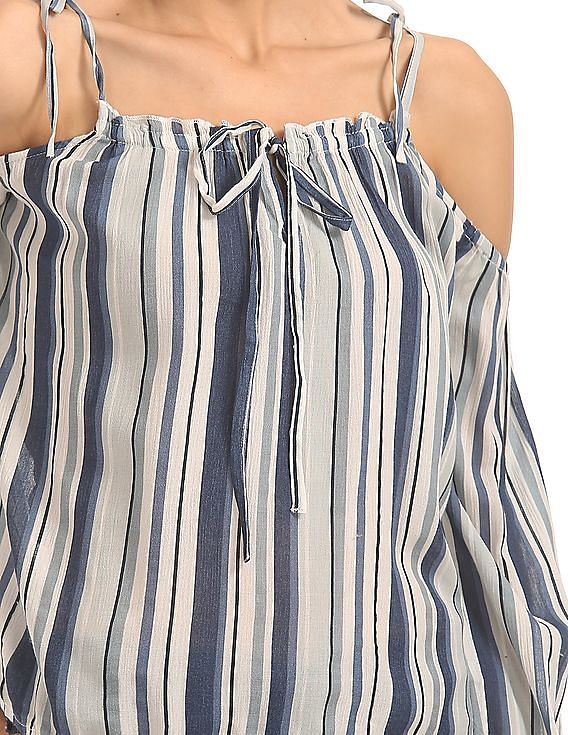 Aeropostale Striped Cold Shoulder Top