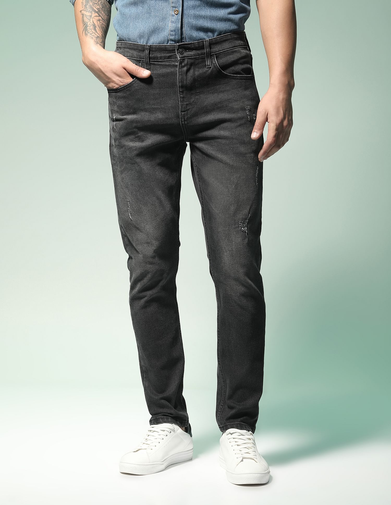 Flying Machine Slash Slim Tapered Stone Wash Jeans