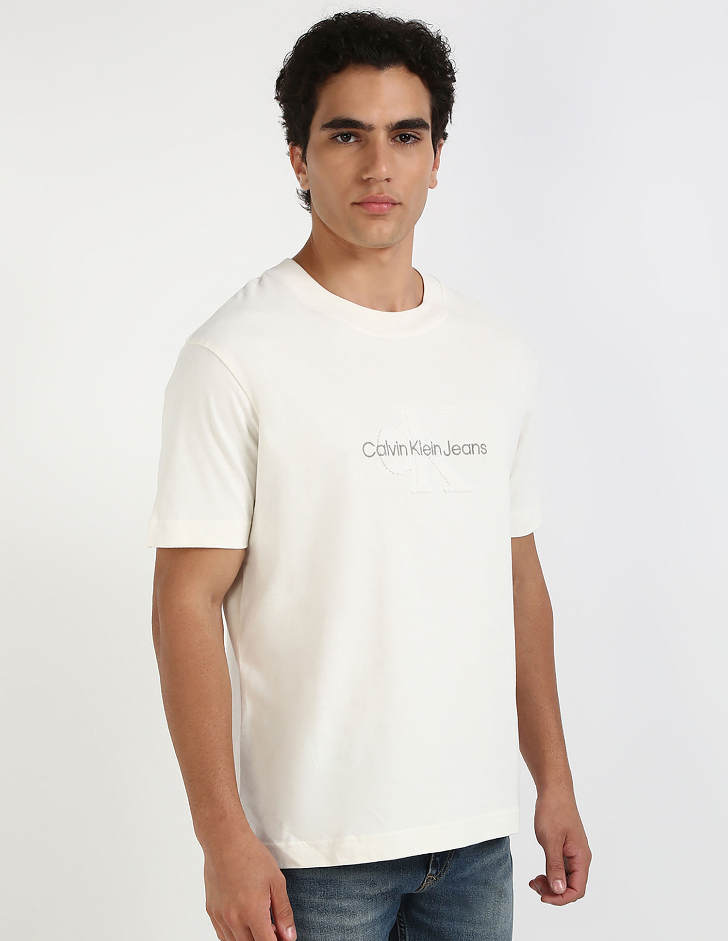 Calvin Klein Jeans Embroidered Logo Regular-Fit Cotton T Shirt