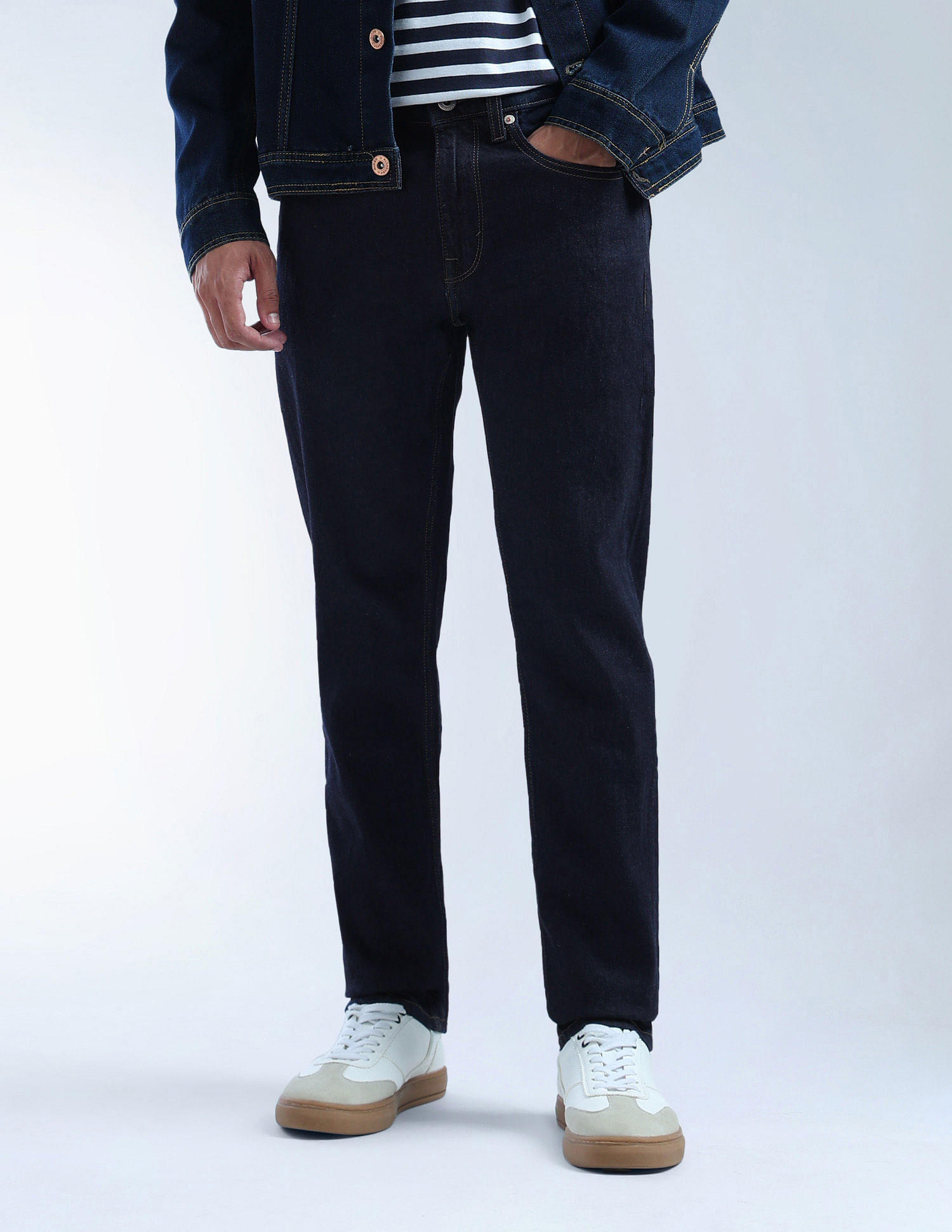 Flying Machine Slash Slim Tapered Fit Mid Rise Jeans