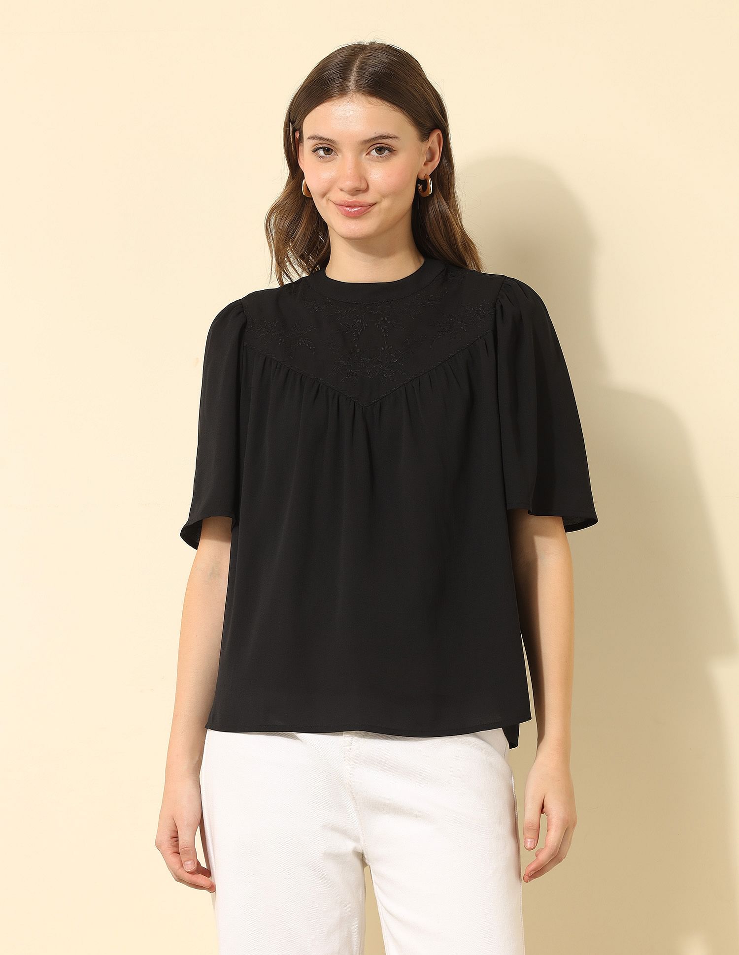 U.S. Polo Assn. Women Yoke Embroidered Top