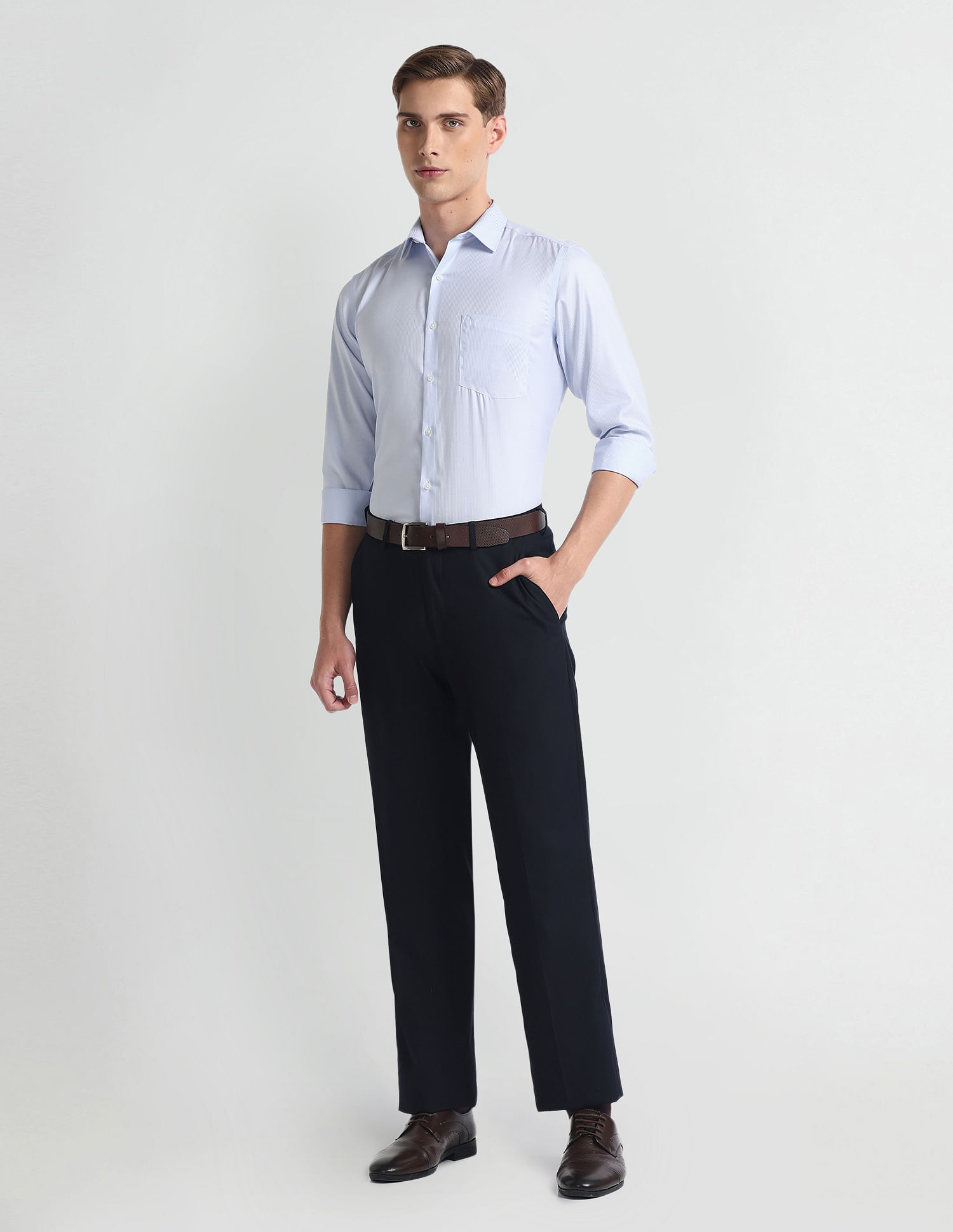 Arrow Vertical Stripe Auto Press Shirt
