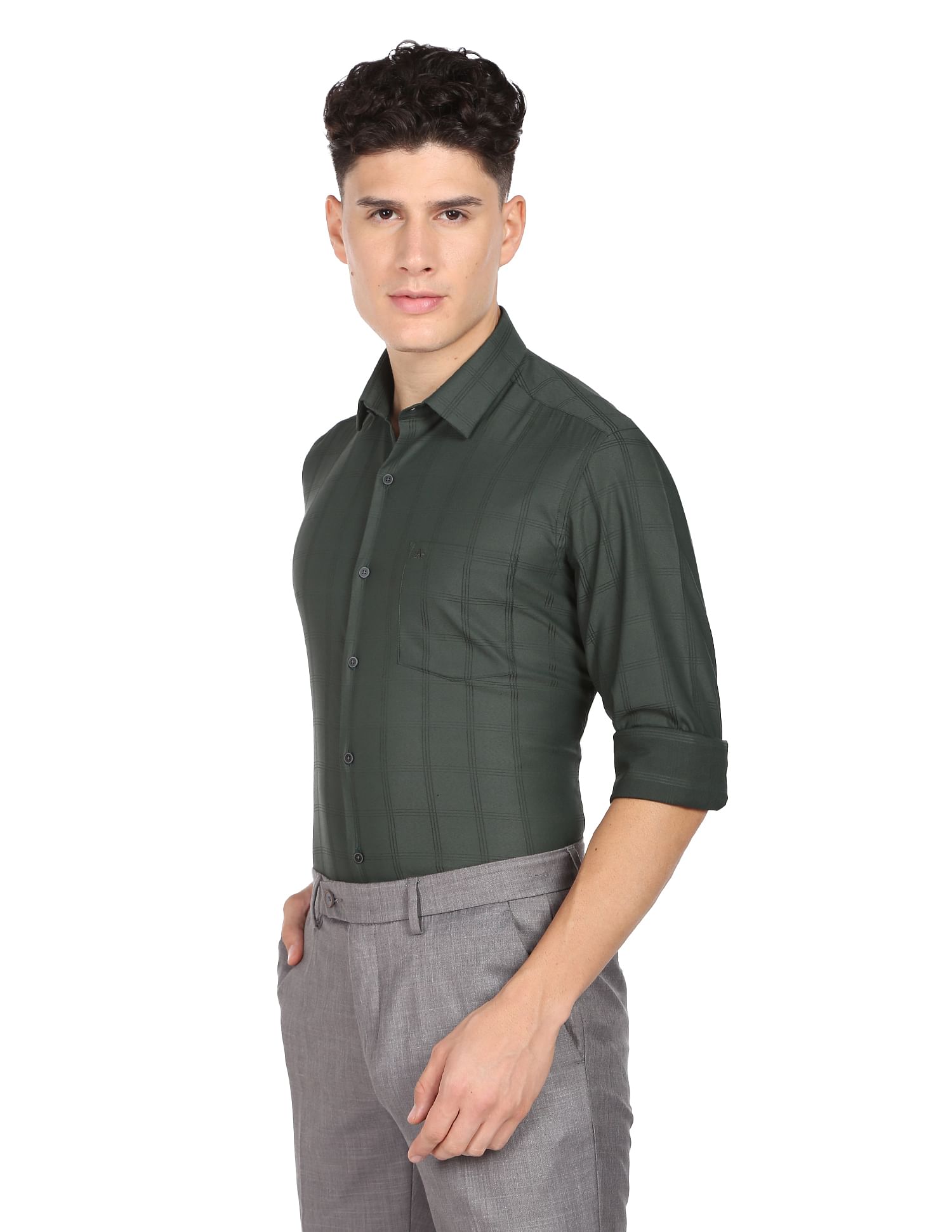 Arrow Cutaway Collar Windowpane Check Shirt