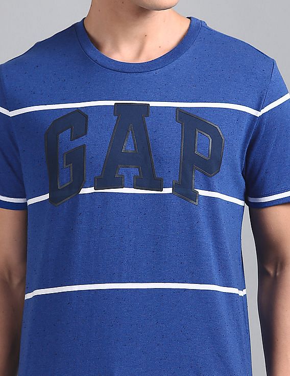 GAP Men Blue Striper Neps Logo Tee