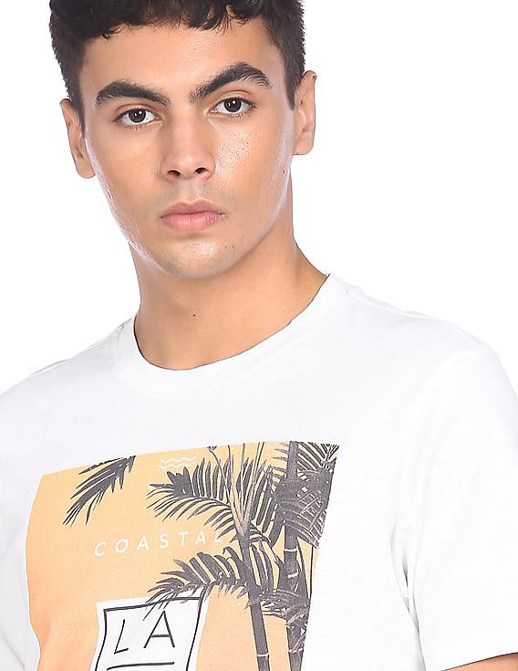 Aeropostale Men White Crew Neck Graphic Print T-Shirt