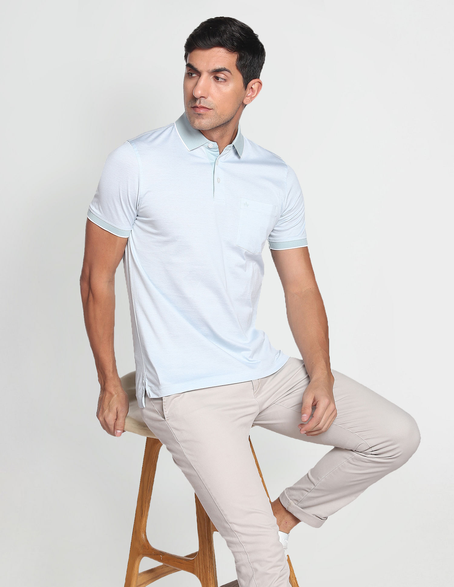 Polo shirt with pocket cotton sale