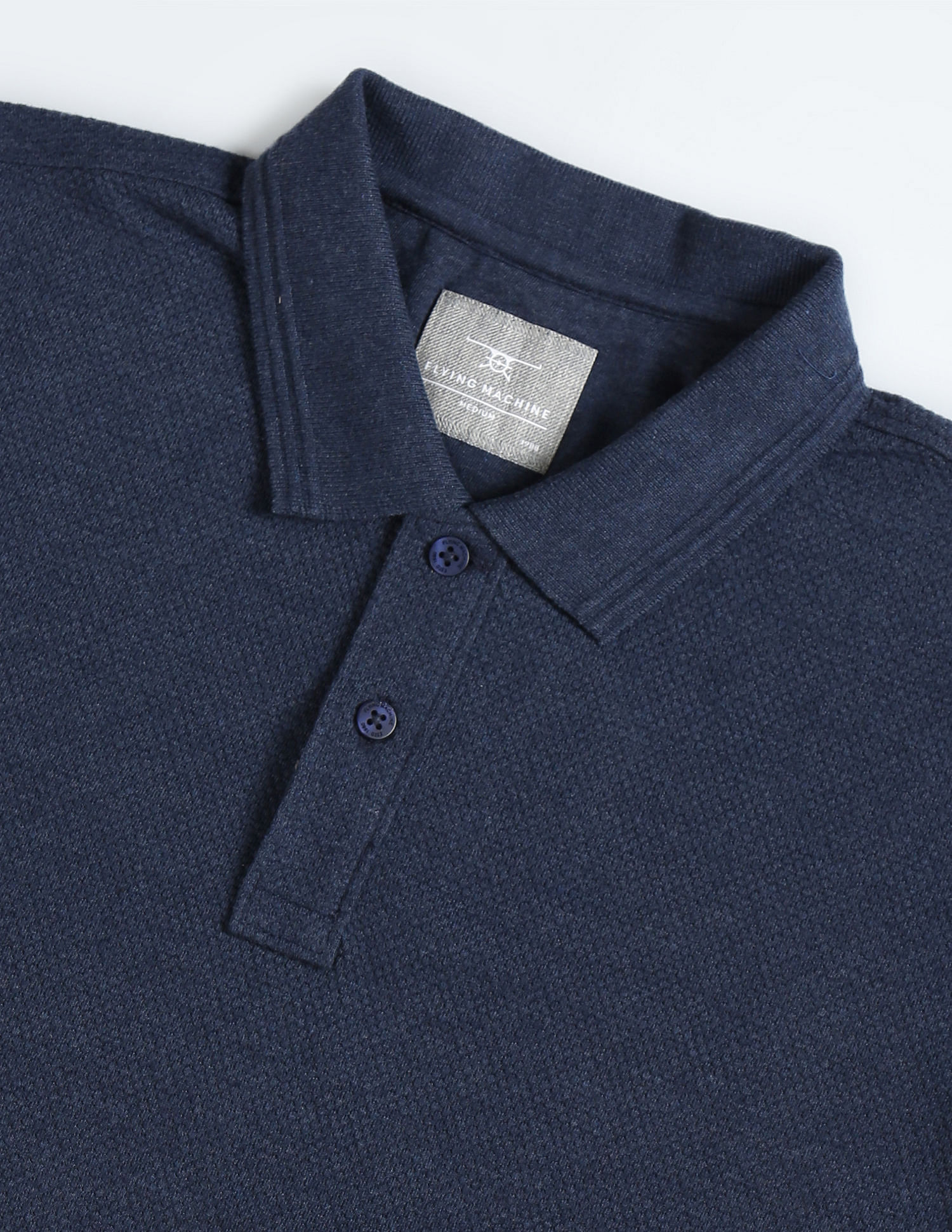 Flying Machine Pattern Knit Short Sleeve Polo Shirt