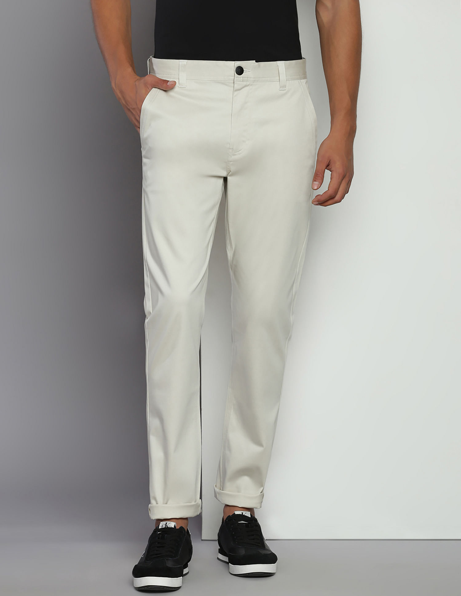 Calvin Klein Mens Regular Fit Solid Taupe Tan Flat Front Dress Pants | The  Suit Depot