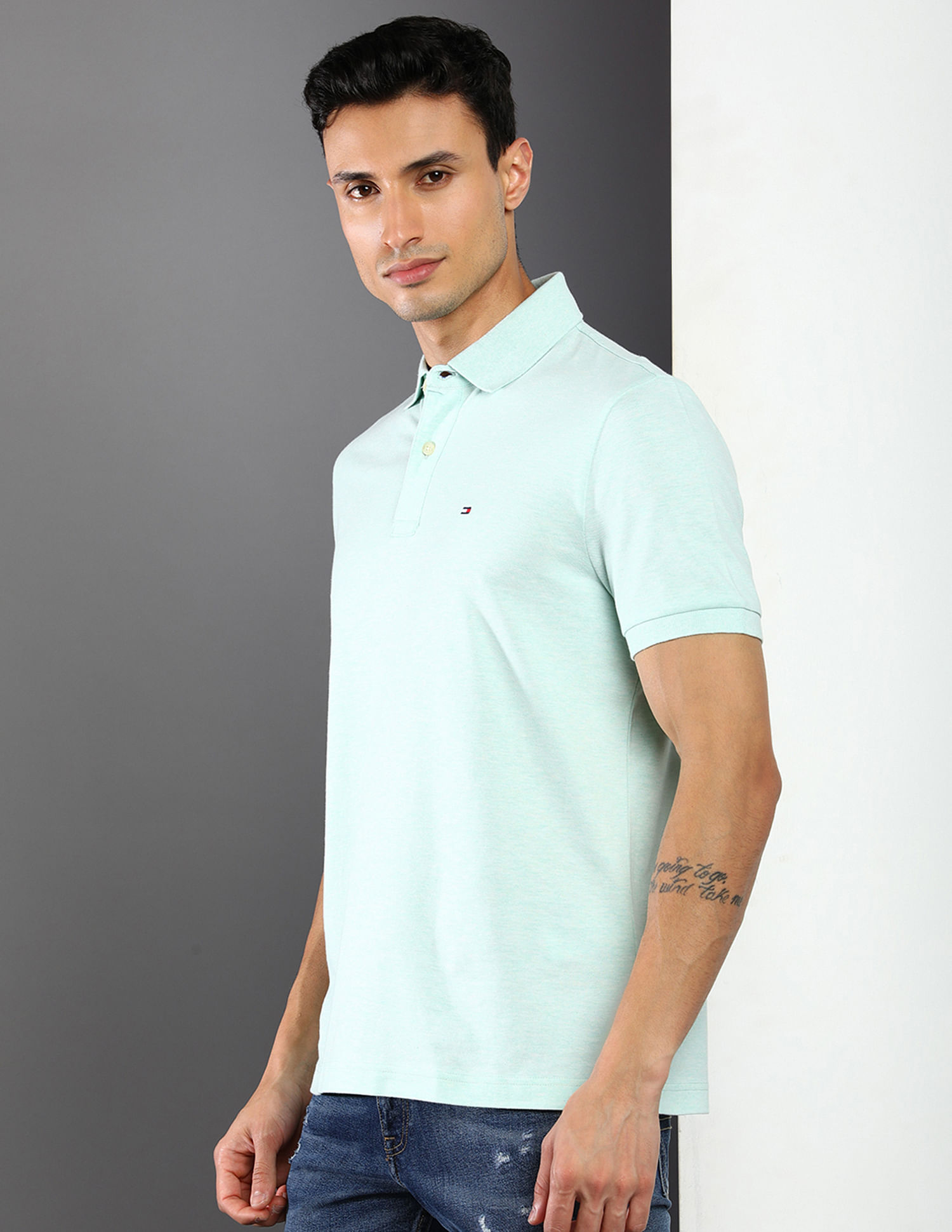 Tommy Hilfiger Regular Fit Heathered Polo Shirt