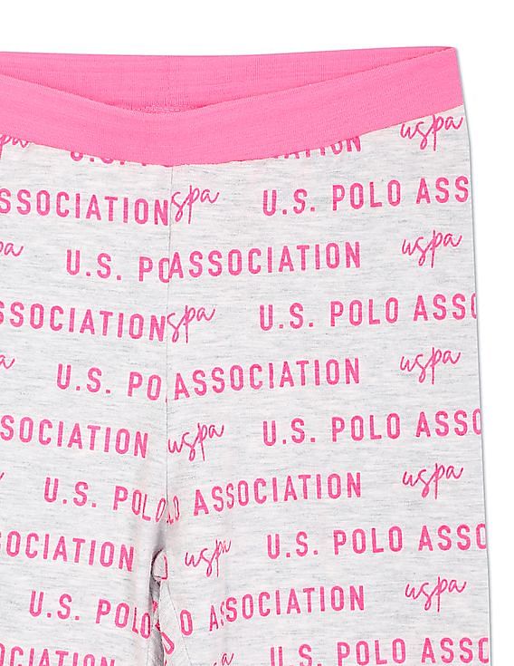 U.S. Polo Assn. Kids Mid Rise Brand Print Track Pants