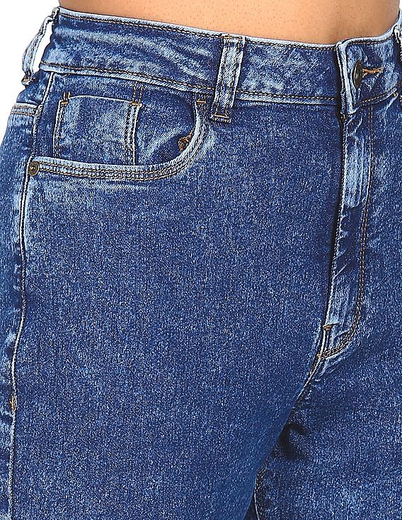 Flying Machine Women High Rise Acid Wash Regular Fit Jeans