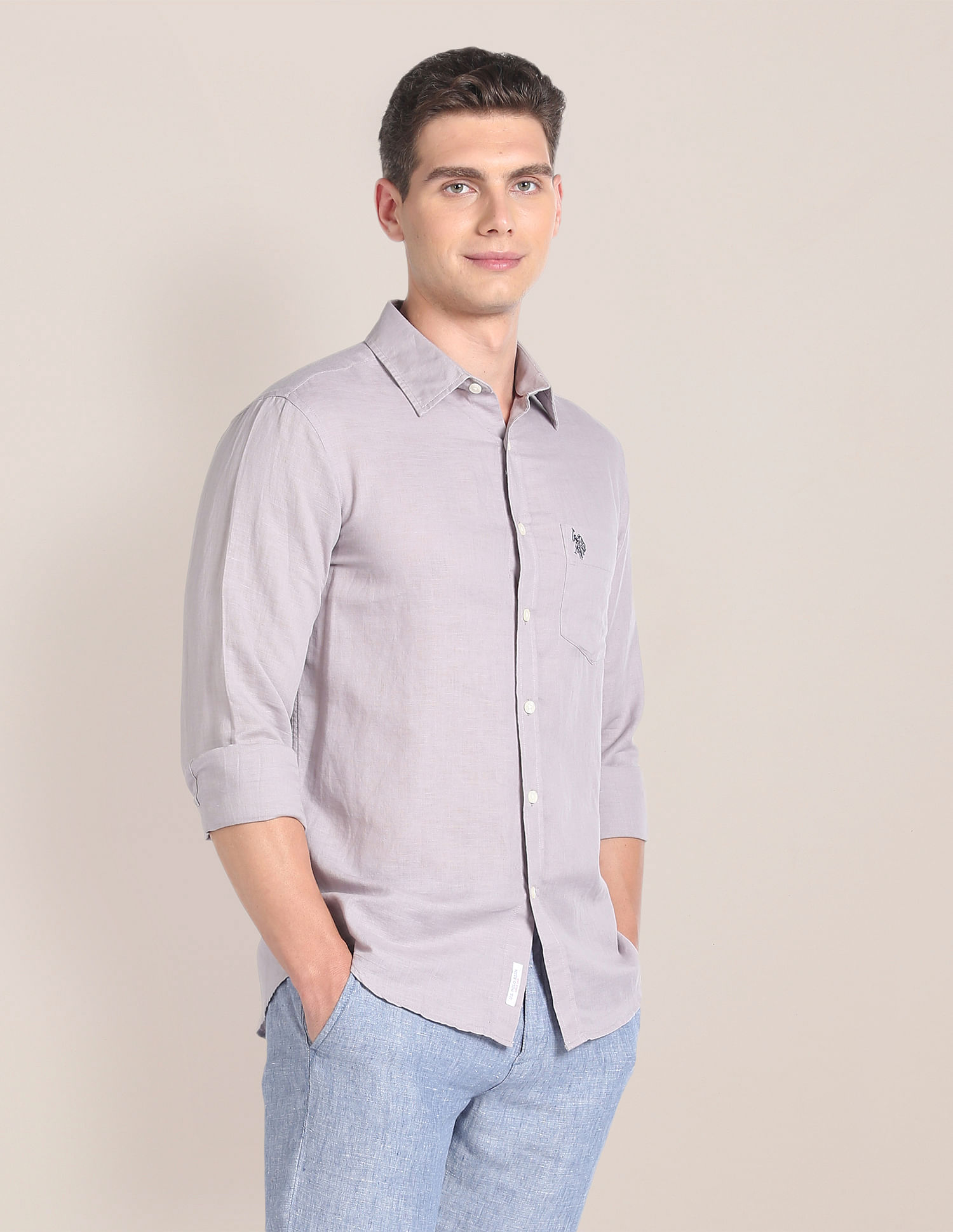U.S. Polo Assn. Solid Linen Blend Shirt