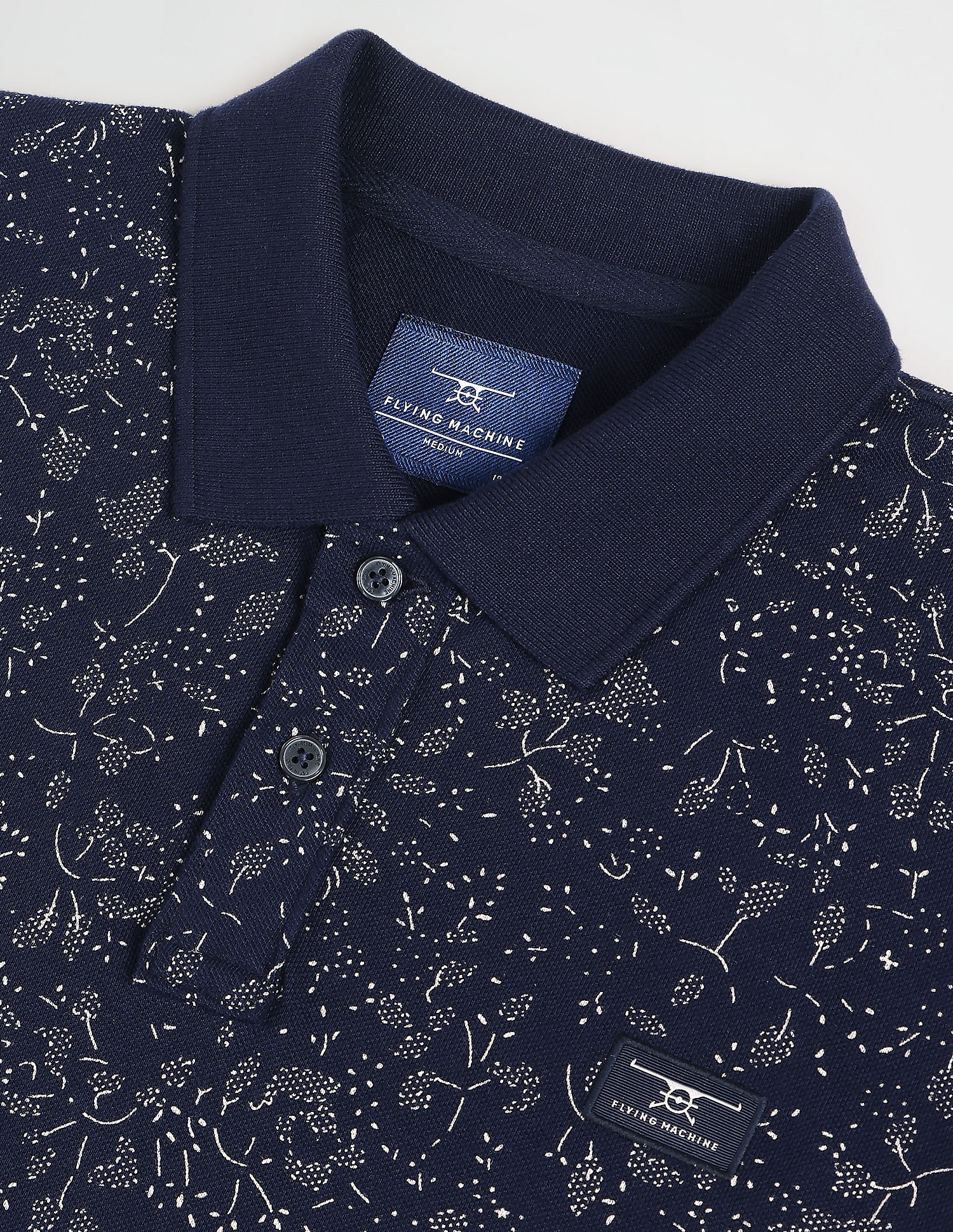 Flying Machine Graphic Print Cotton Polo Shirt