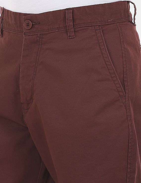 Aeropostale Men Maroon Mid Rise Solid Shorts
