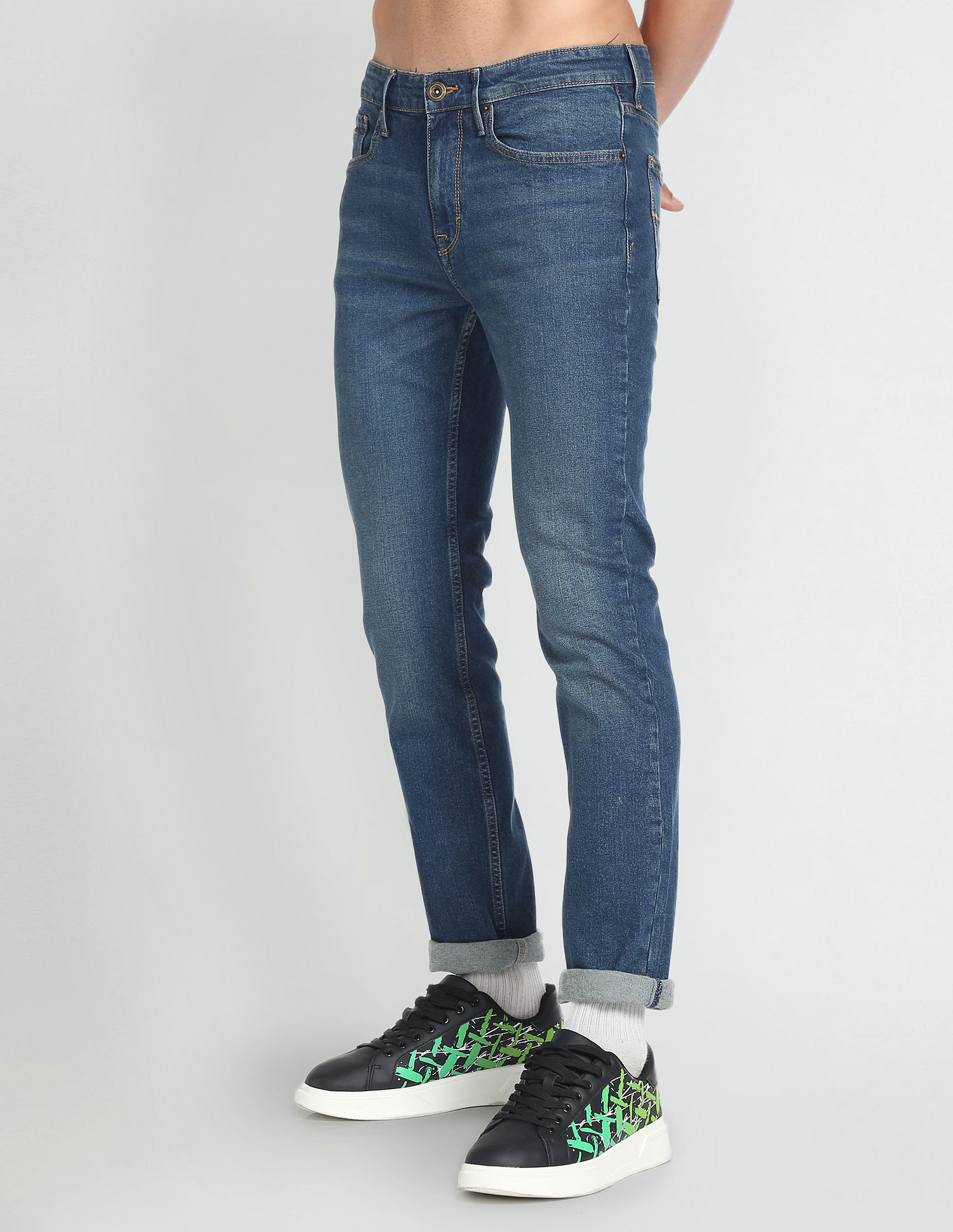 Flying Machine Freddie Slim Straight Fit Stone Wash Jeans