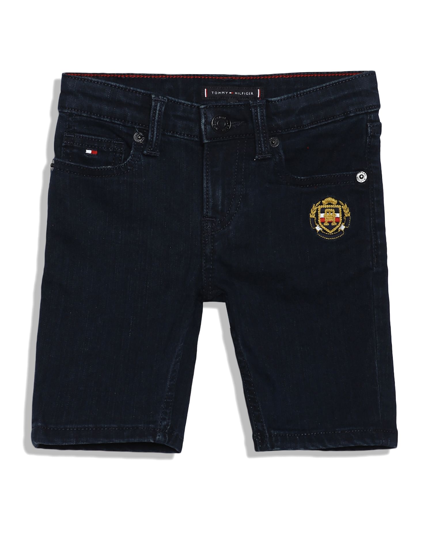 Tommy Hilfiger Kids Mid Rise Rinsed Crest Shorts
