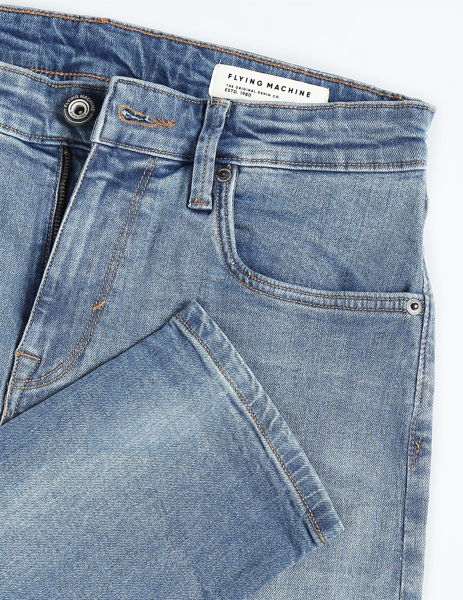 Flying Machine Slash Slim Tapered Mid Rise Jeans
