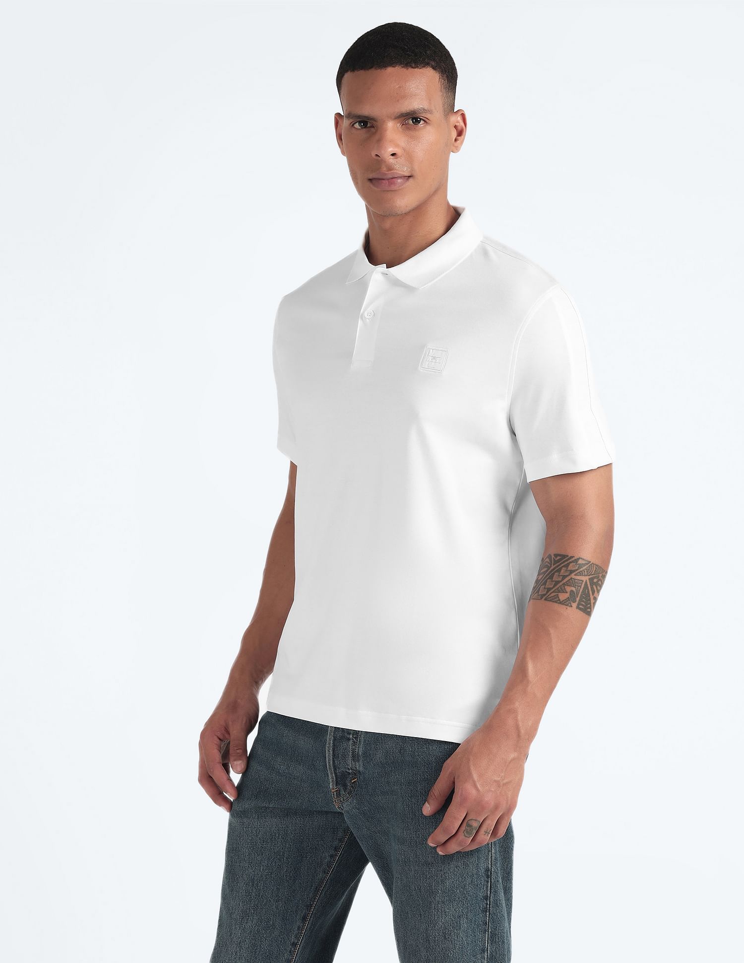 Flying Machine Pure Cotton Solid Polo Shirt
