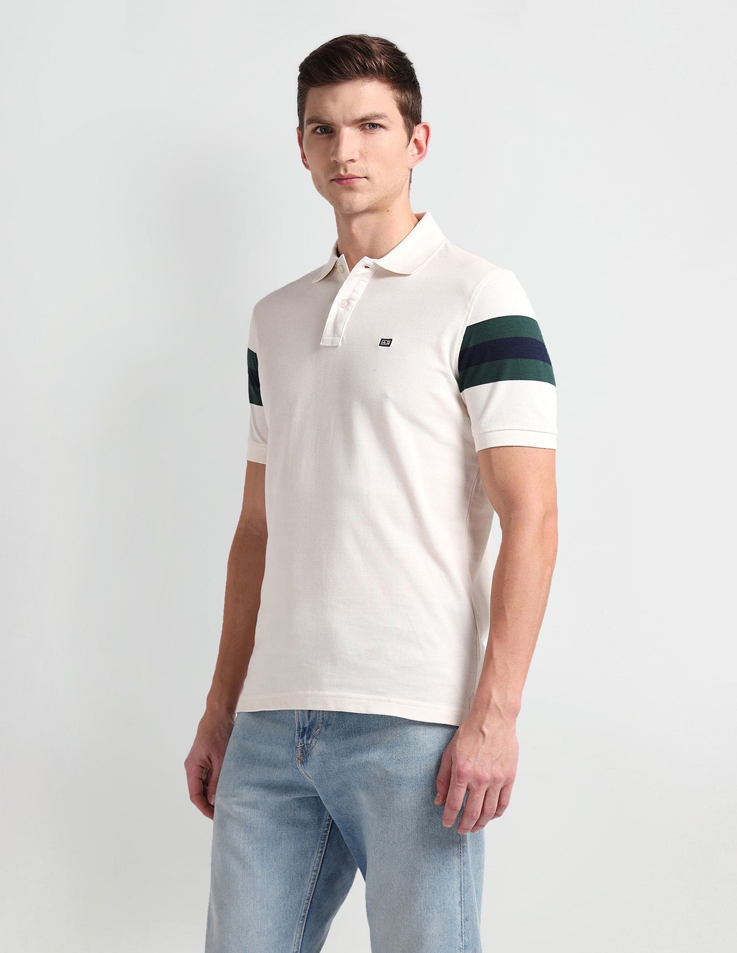 Arrow Sports Ribbed Collar Solid Polo Shirt