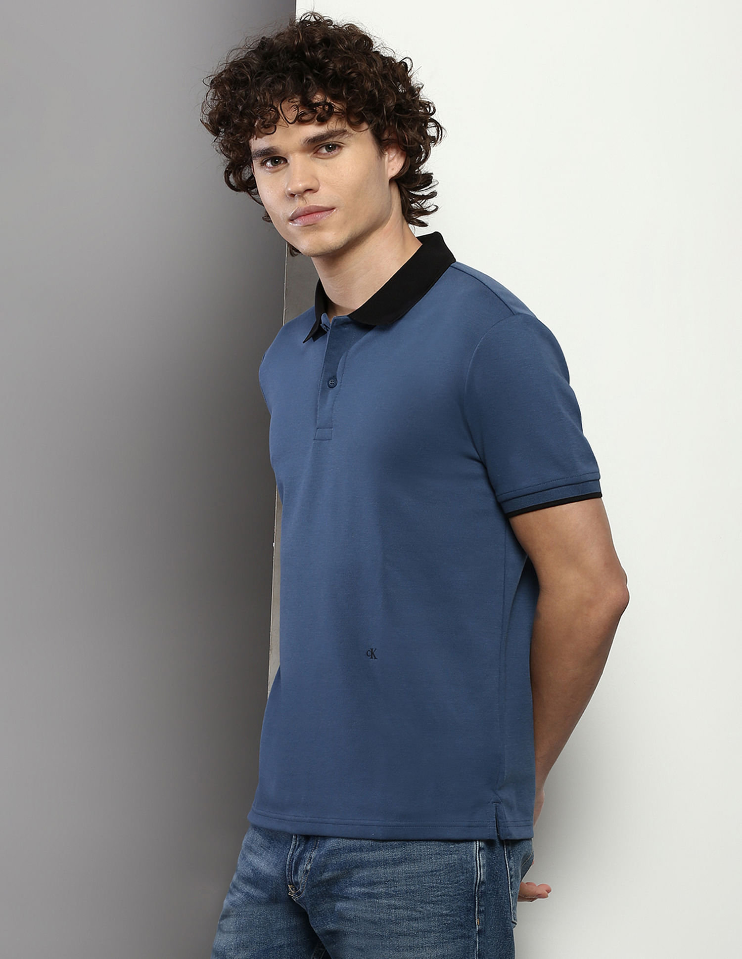Calvin Klein Jeans Recycled Polyester Contrast Collar Polo Shirt