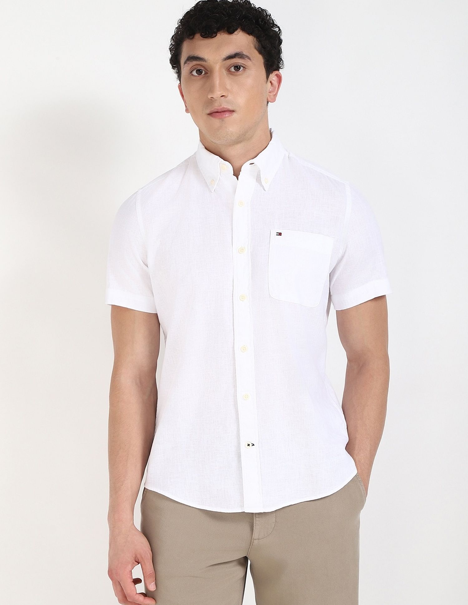 Tommy Hilfiger Solid Regular-Fit Cotton Shirt