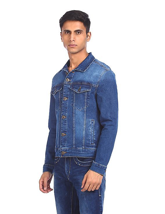 Flying Machine Spread Collar Denim Wash Jacket