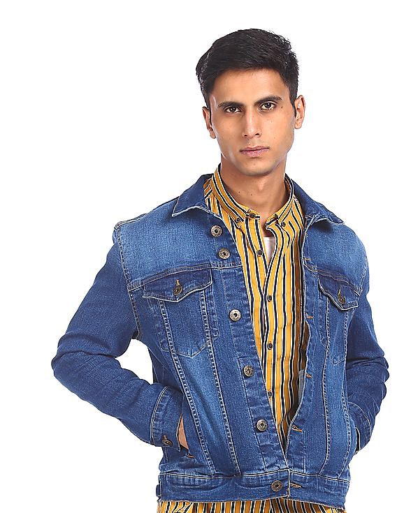 Buy Flying Machine Men Blue Solid Biker jacket Online at Low Prices in  India - Paytmmall.com