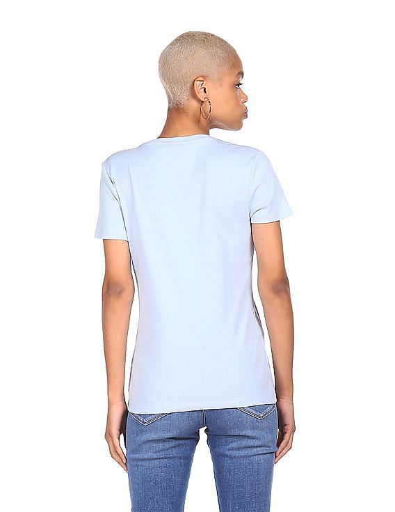 Tシャツ・カットソー PAROSH Women Tops D530538ROMA25 012 blue Stanley/Stella Women's Stella Isla V-Neck Tee | Product | SanMar