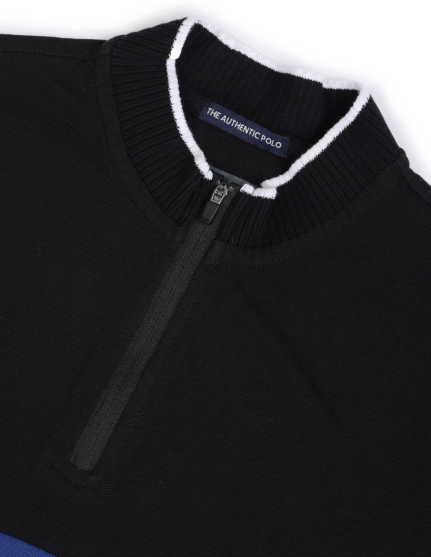 Flying Machine Mock Neck Horizontal Stripe Cotton T-Shirt