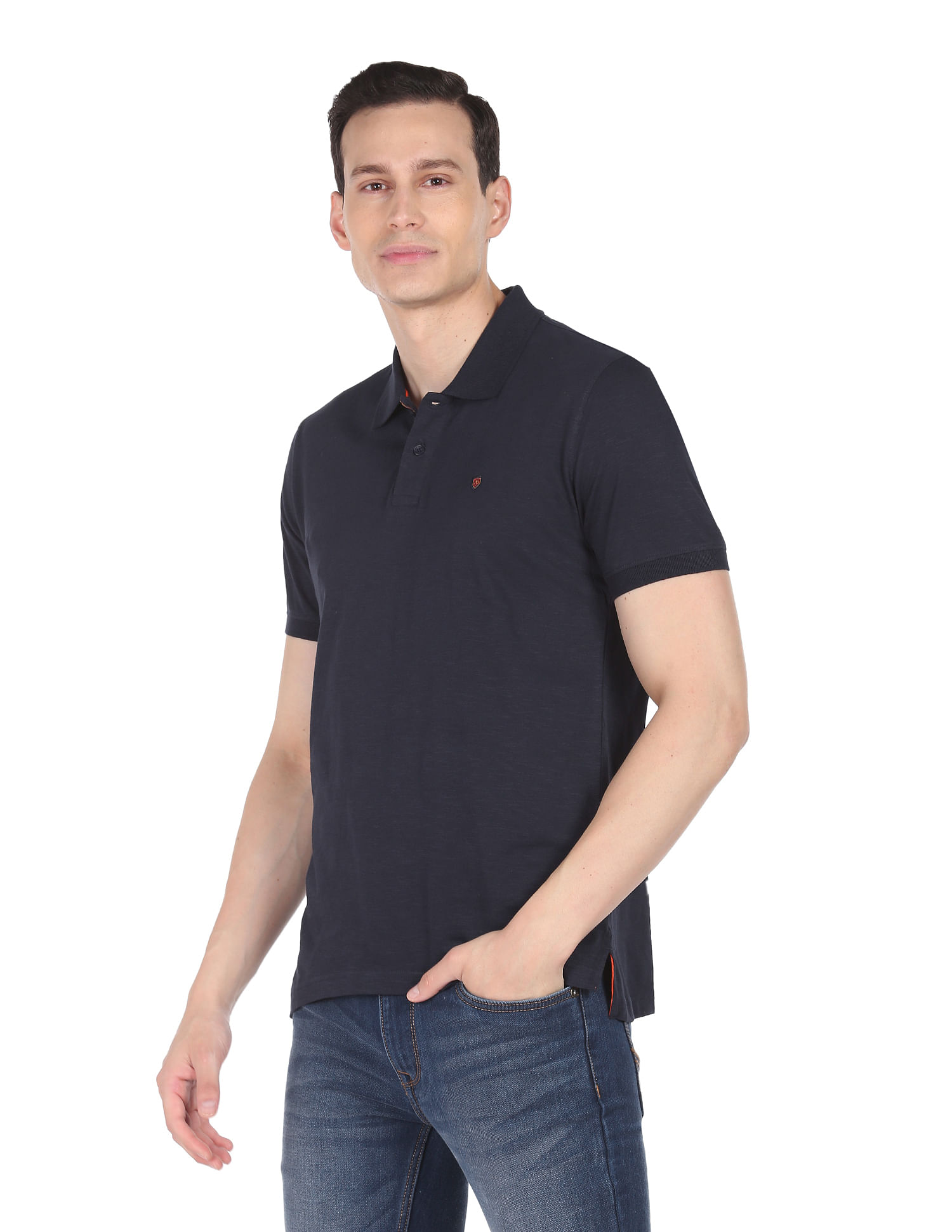 AD by Arvind Modern Jersey Slub Polo Shirt