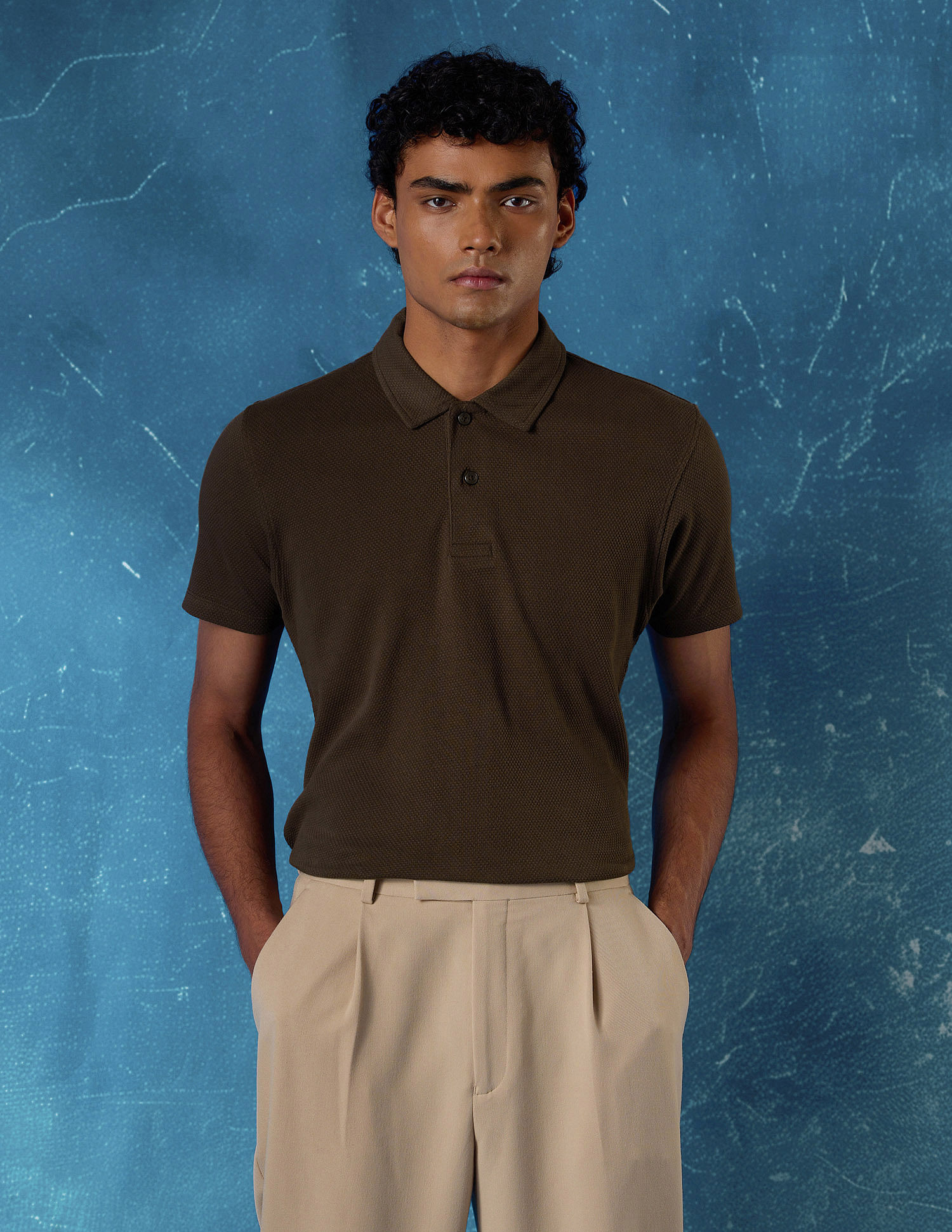 Flying Machine Regular Fit Textured Polo Shirt