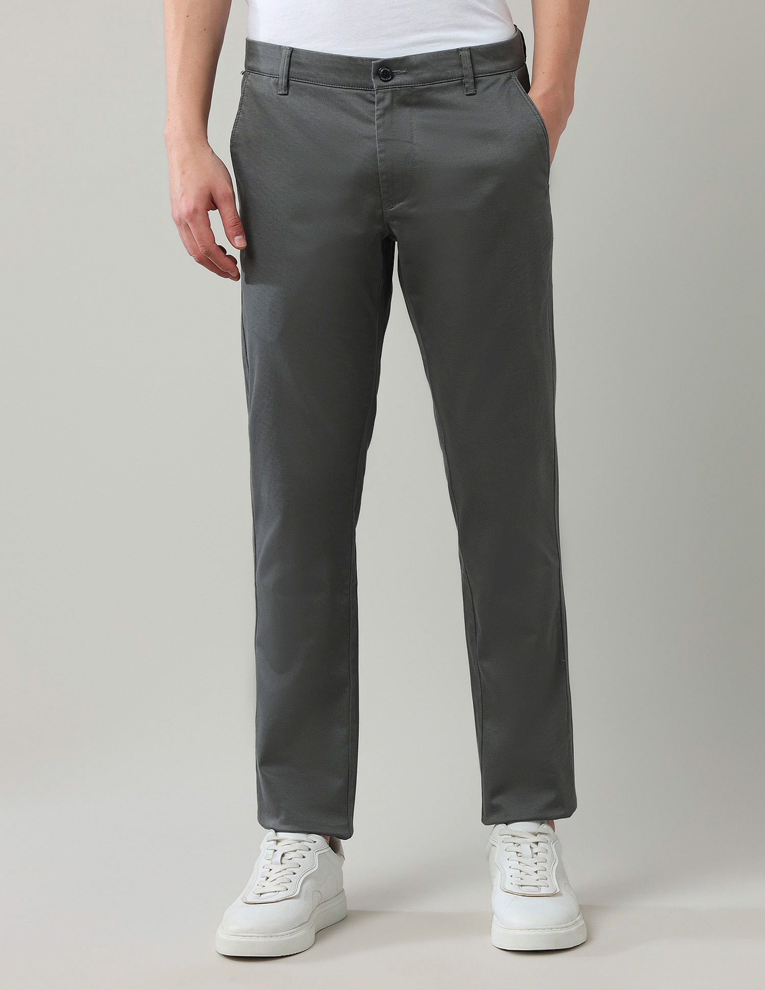 Arrow Sport Slim Fit Satin Solid Trousers