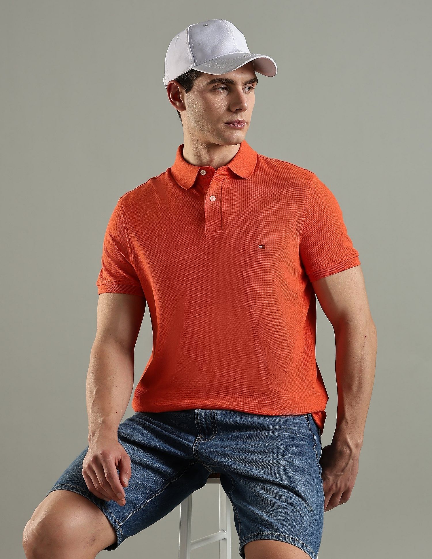 Tommy Hilfiger Solid Regular Fit Cotton Polo T-Shirt