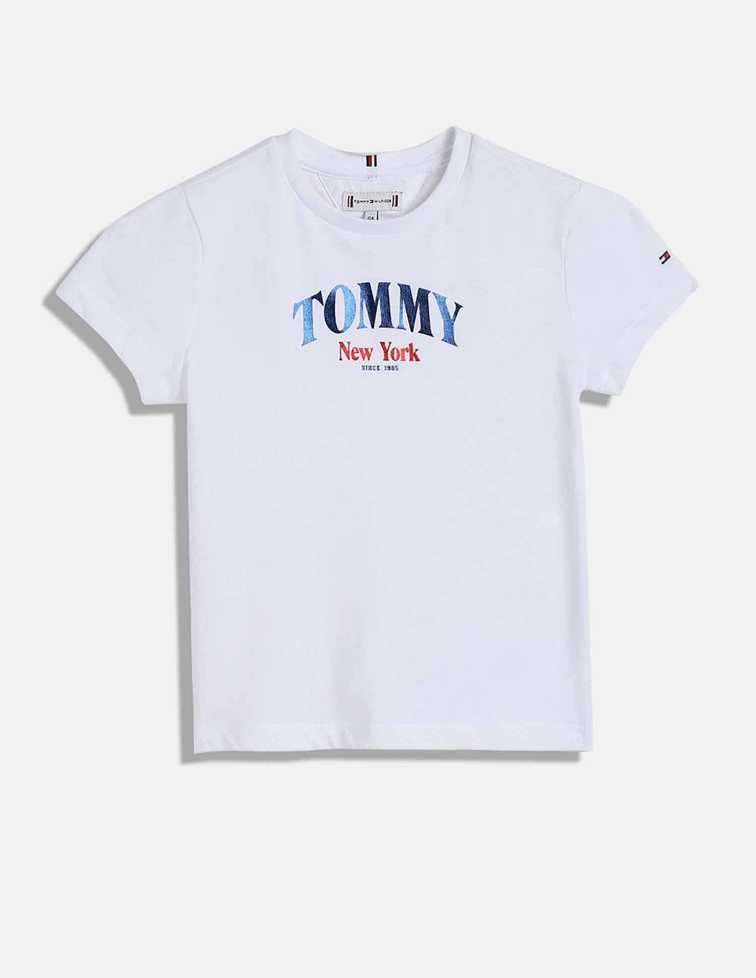 Tommy Hilfiger Kids Girls Logo Regular-Fit Cotton T-Shirt