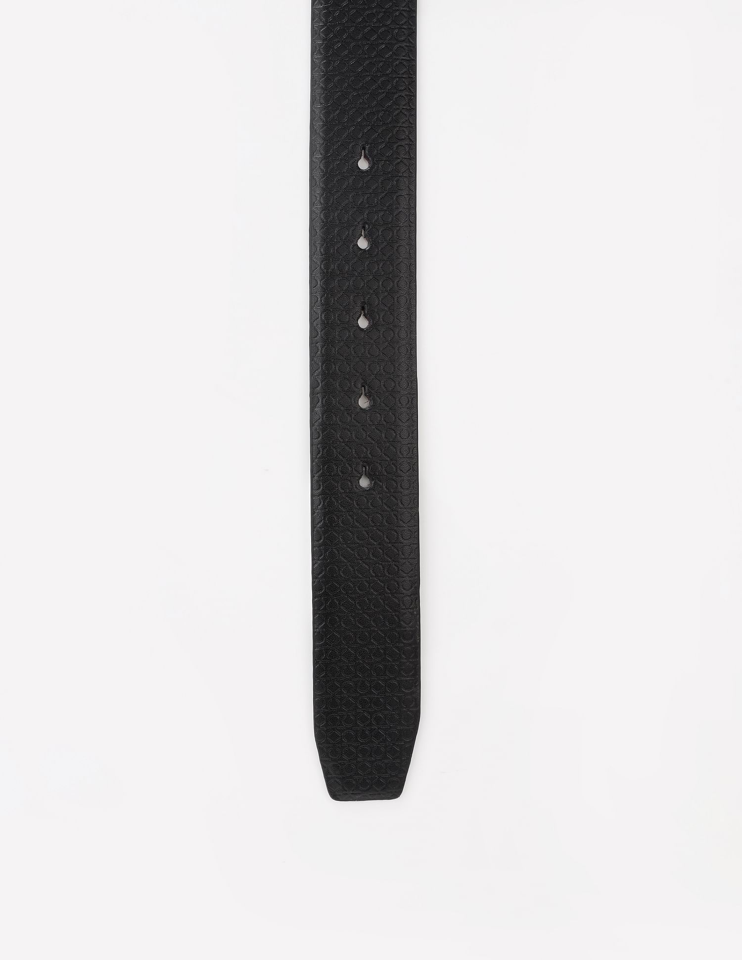 Calvin Klein Logo Black Leather Reversible Belt