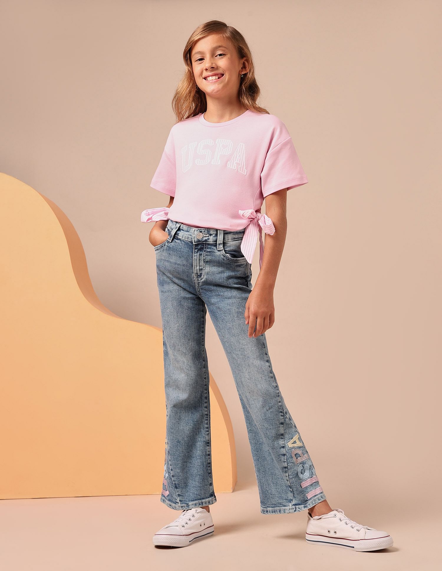 U.S. Polo Assn. Kids Girls Mid Rise Bootcut Jeans
