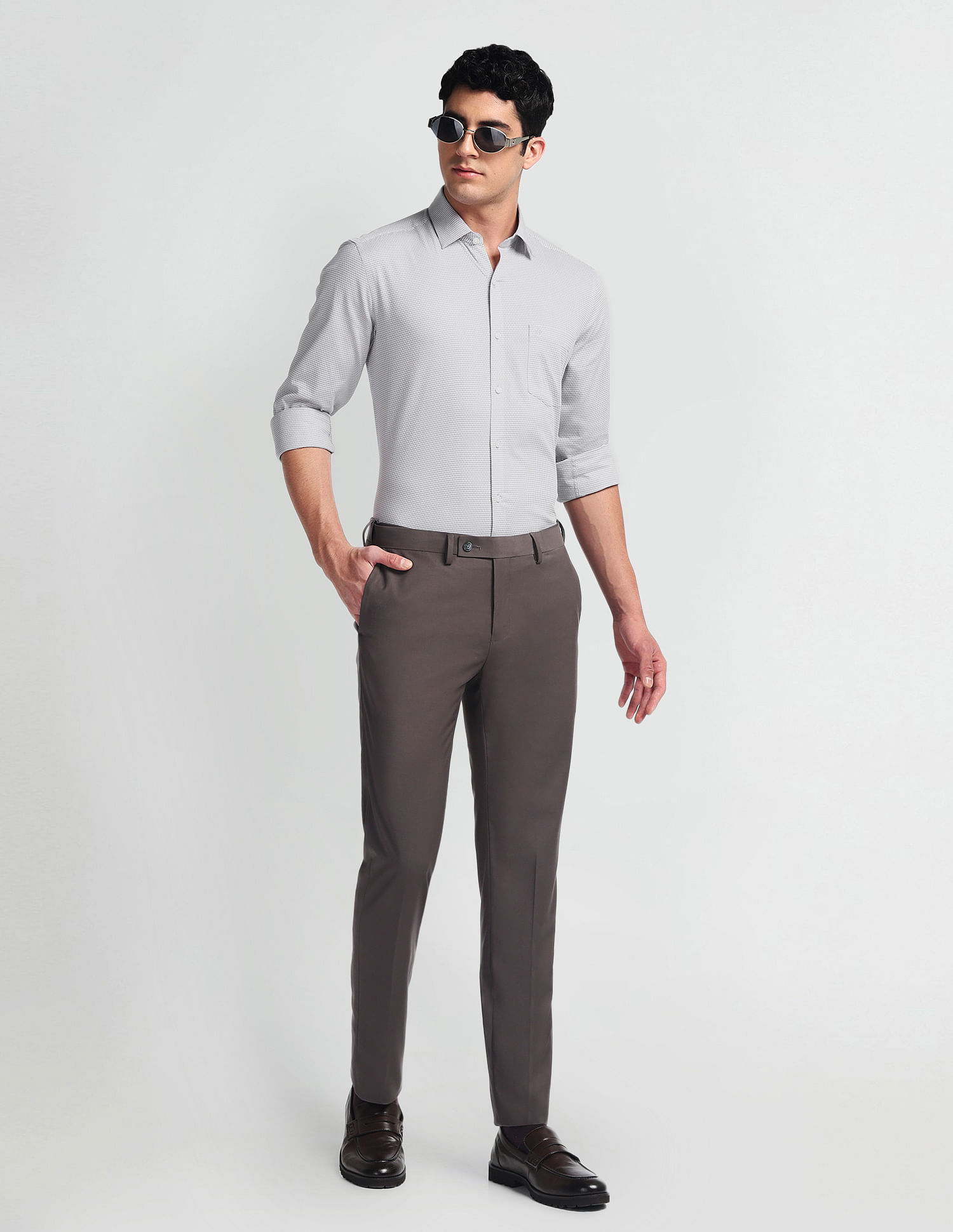 Arrow Self Design Manhattan Slim Fit Shirt