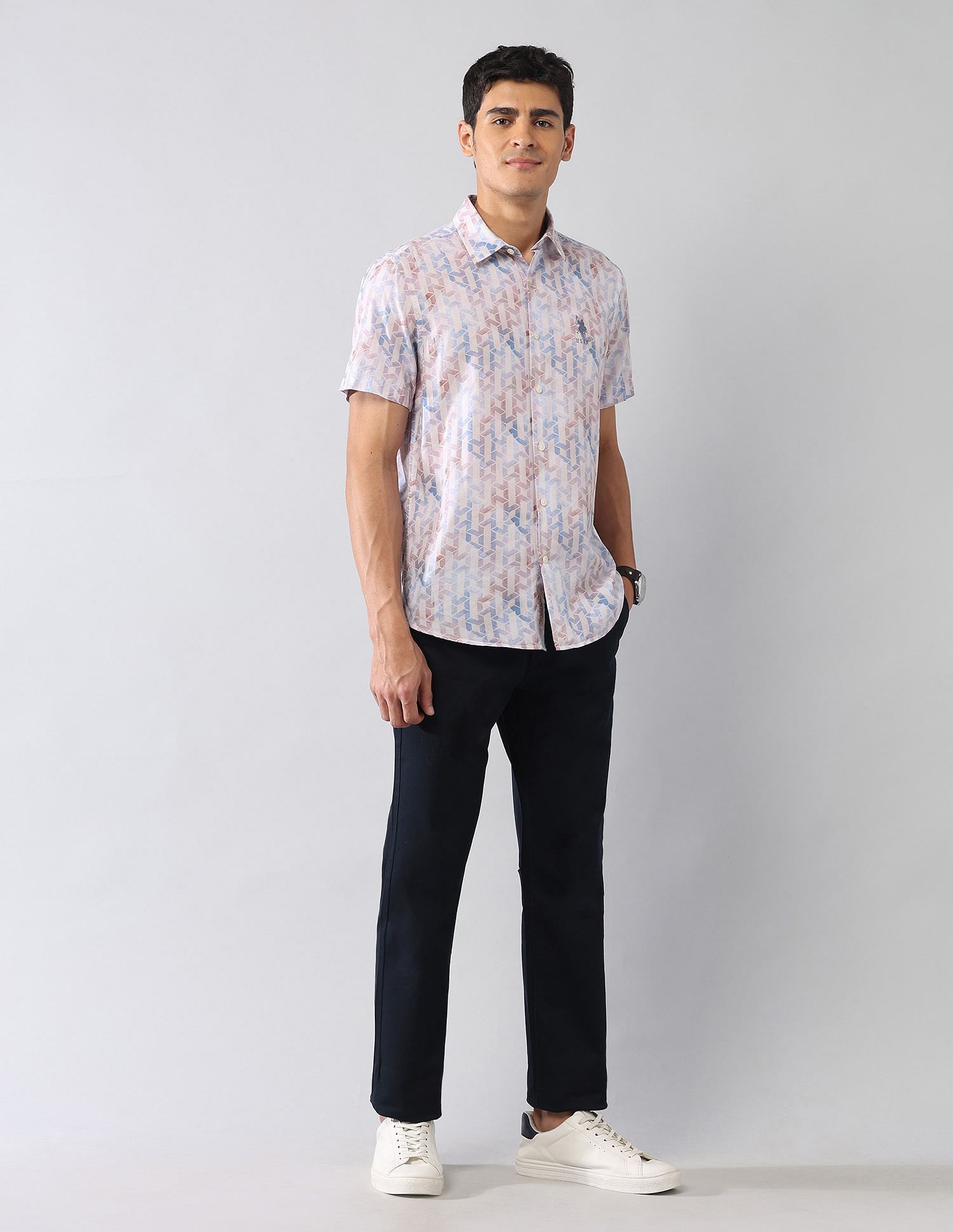 U.S. Polo Assn. Denim Co. Geometric Printed Satin Regular Fit Shirt
