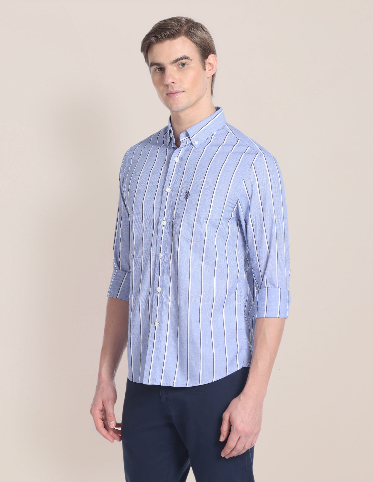 U.S. Polo Assn. Button Down Collar Vertical Stripe Shirt