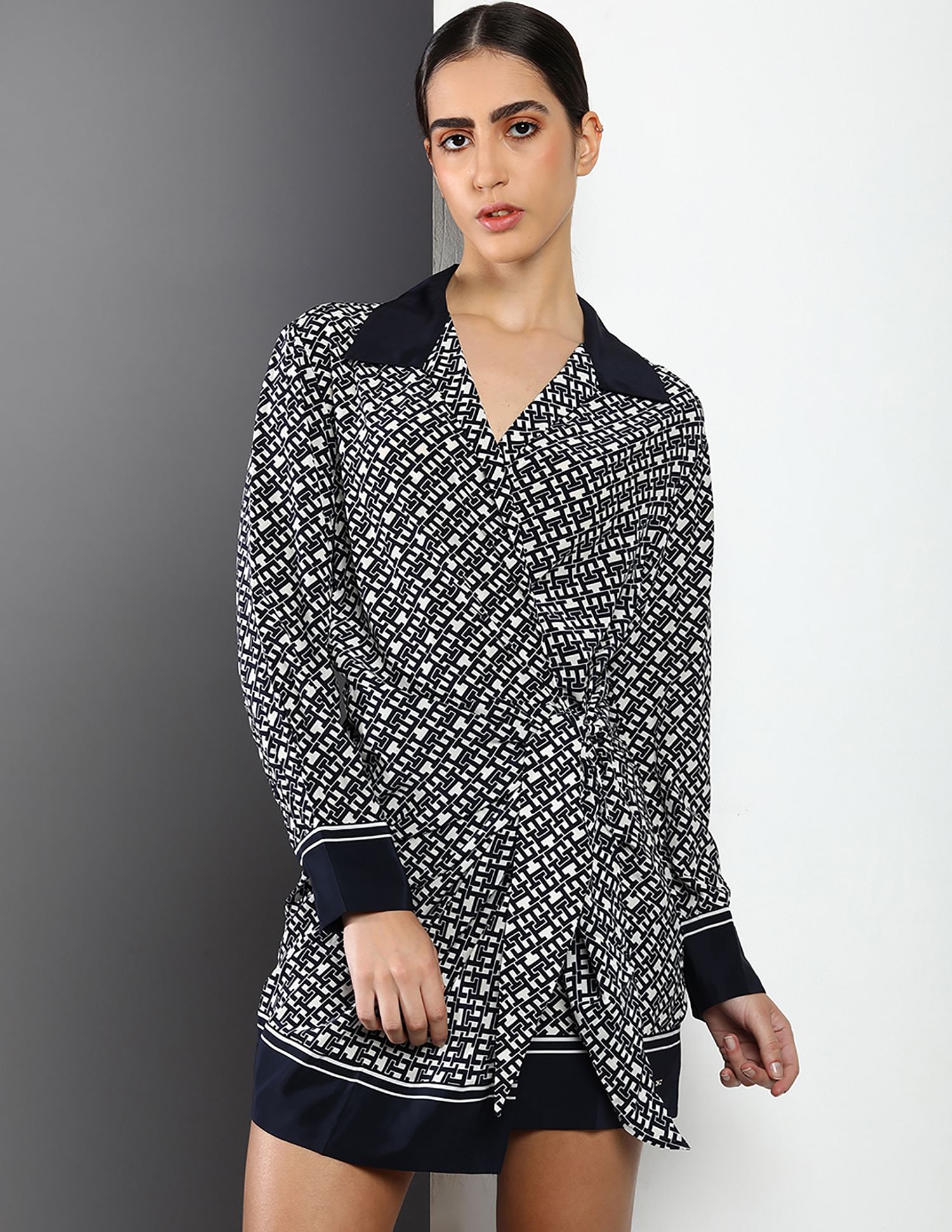 Buy Tommy Hilfiger Shirt Collar Monogram Print Dress NNNOW