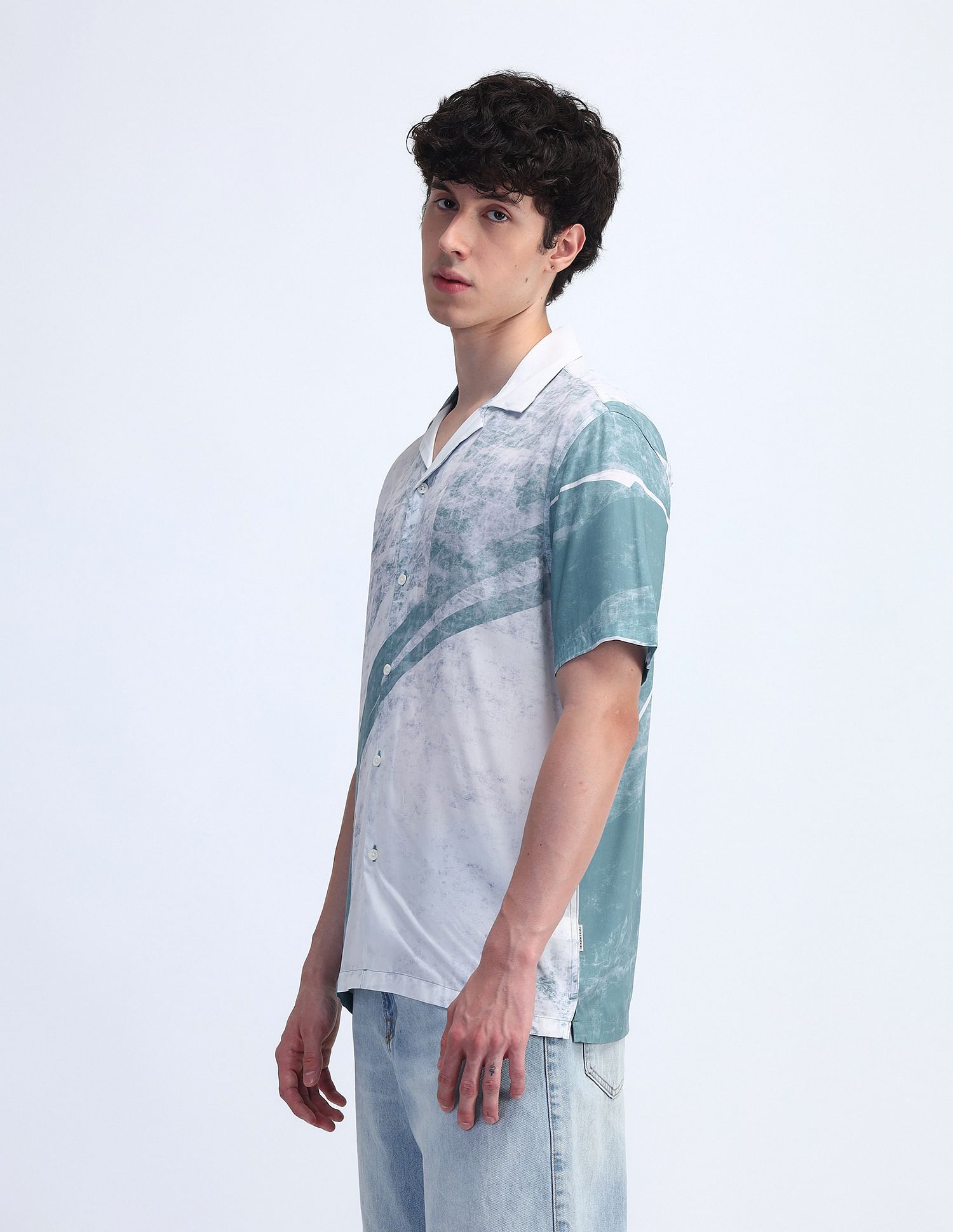 Flying Machine Abstract Pattern Regular Fit Shirt
