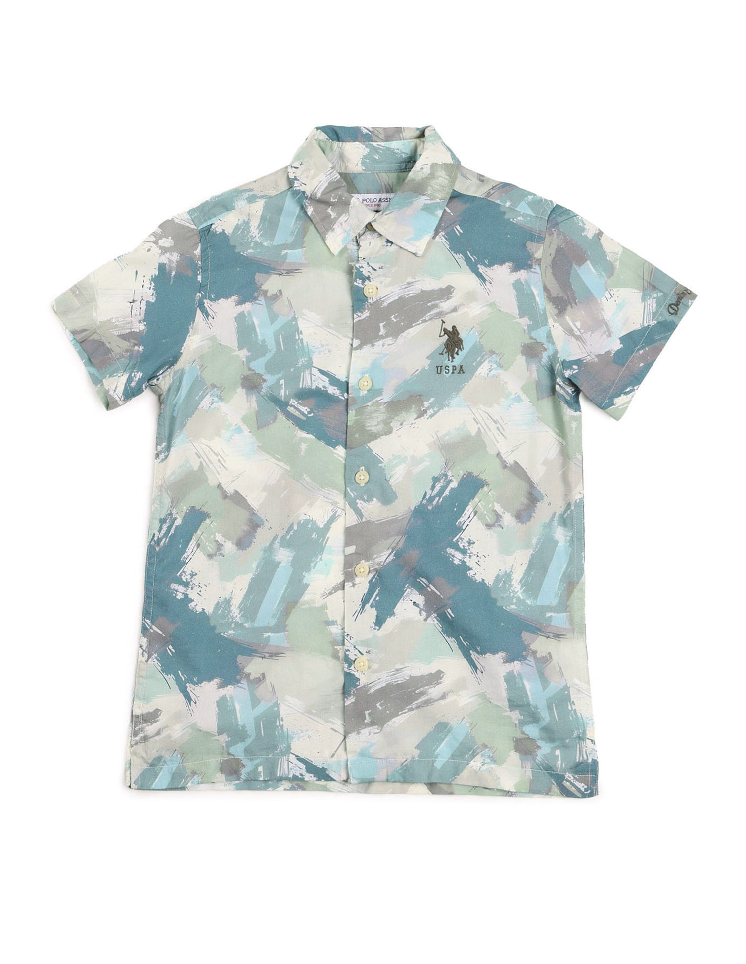 U.S. Polo Assn. Kids Boys Regular Fit Abstract Printed Shirt