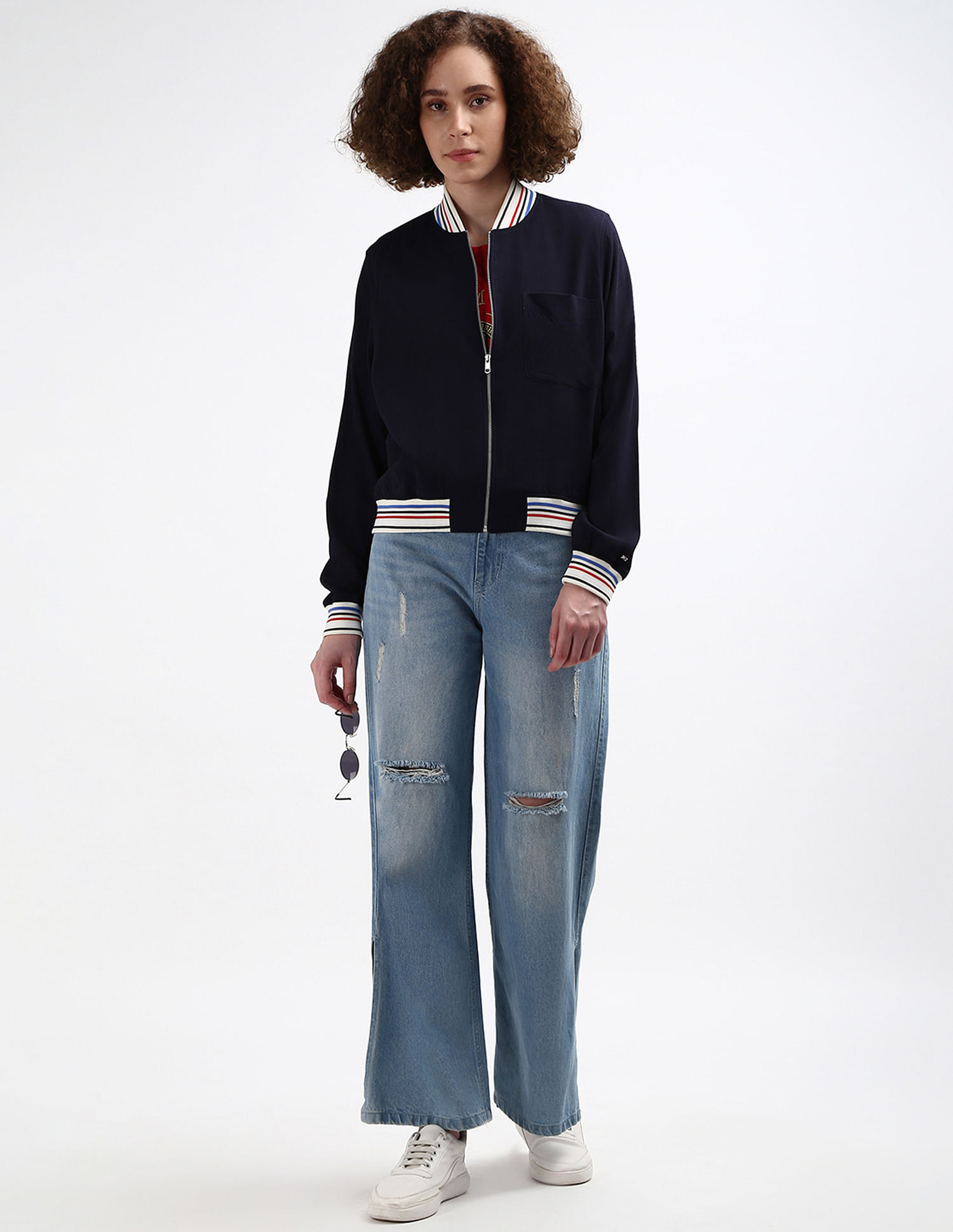 Tommy Hilfiger Ribbed Trim Zip Top Jacket
