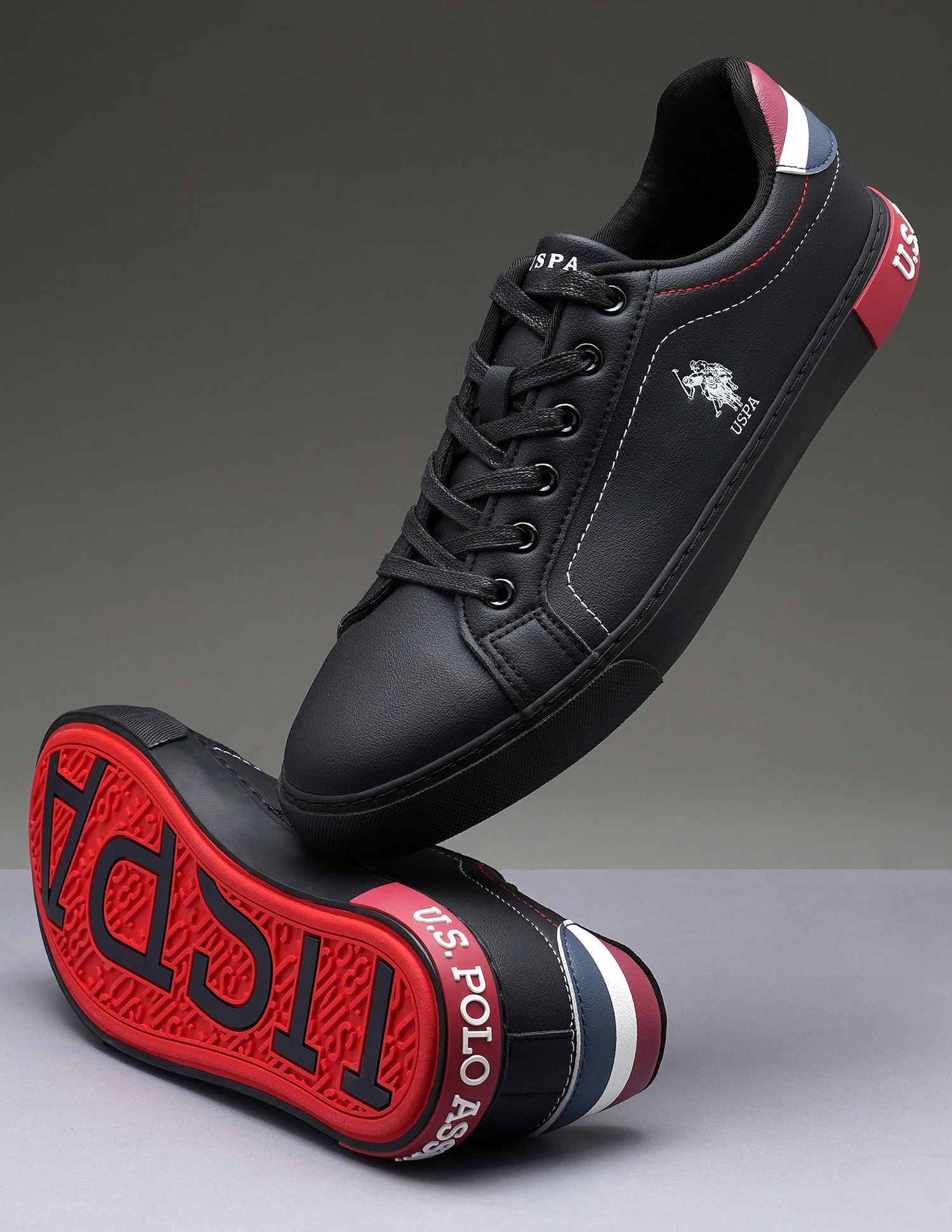 Black and red polo shoes online