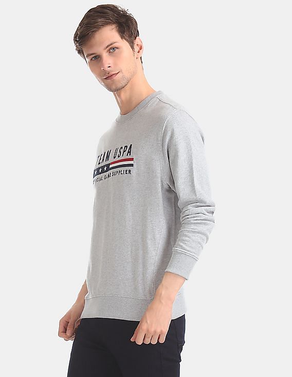 U.S. Polo Assn. Brand Embroidered Heathered Sweatshirt