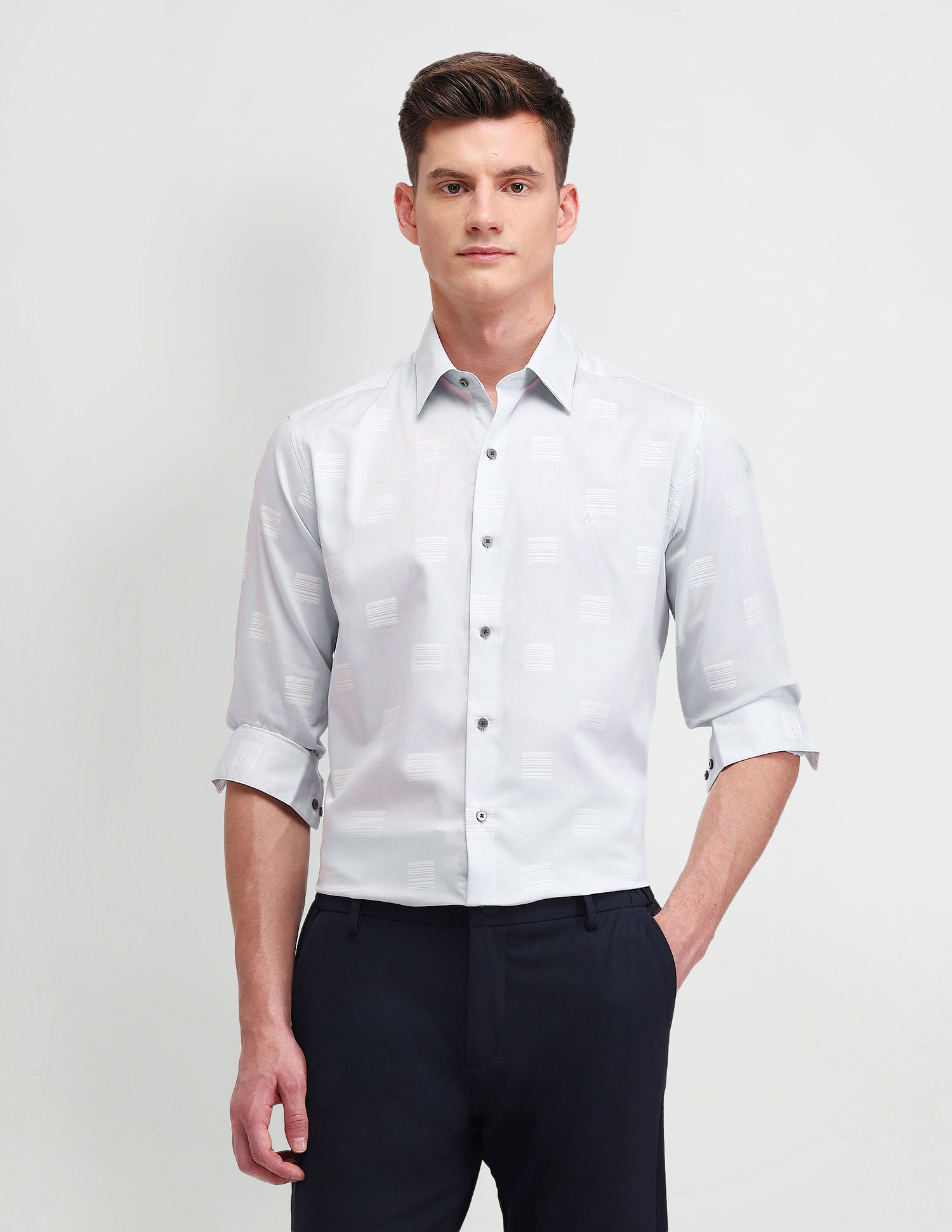 Arrow Newyork Geometric Printed Manhattan Slim Fit Shirt