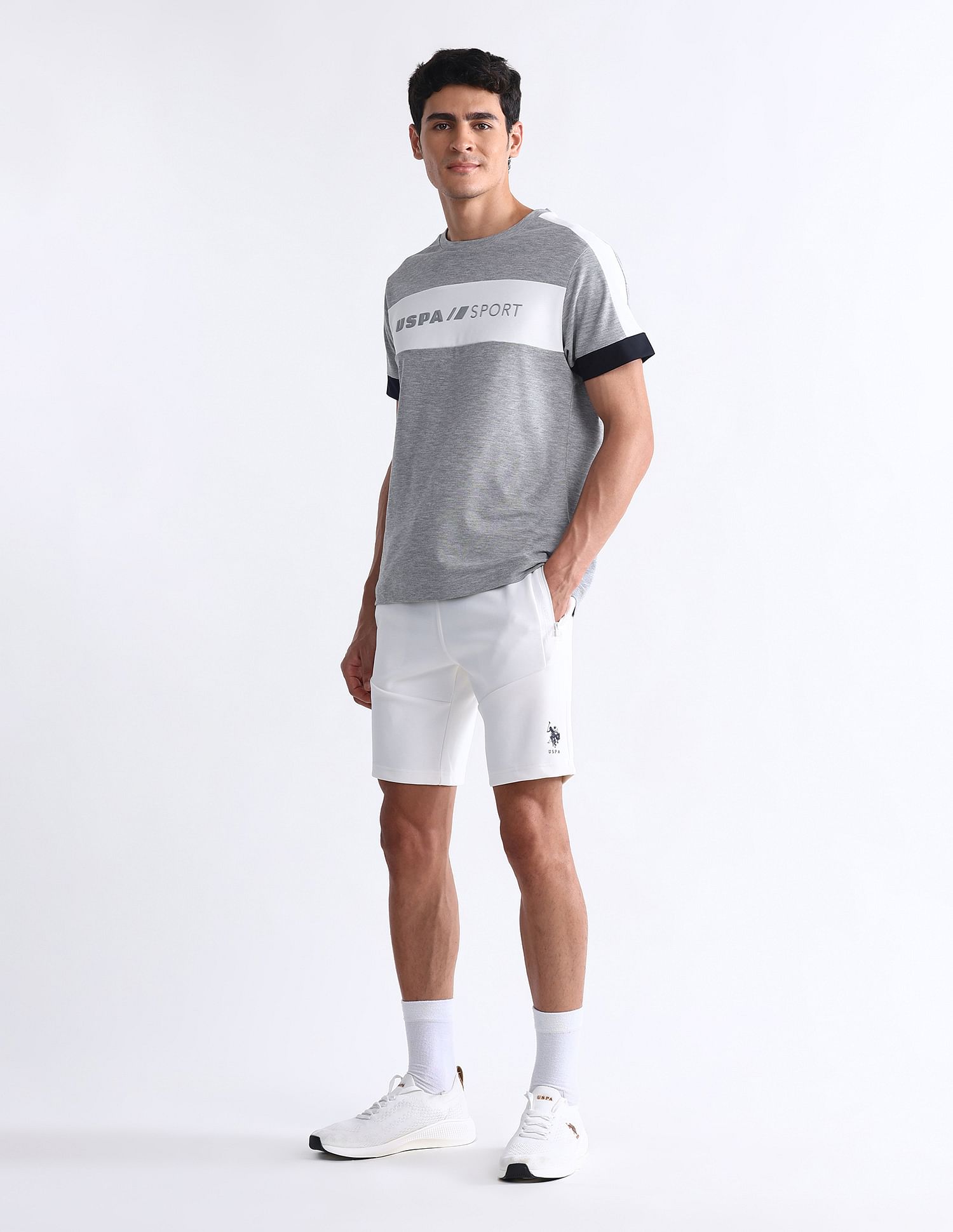 USPA Active Brand Embossed Slim Fit T-Shirt